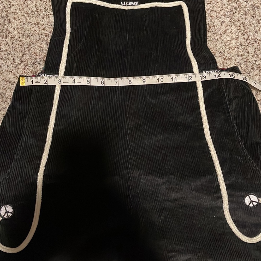 Vintage 90s Corduroy Overalls “whatever” and peace sign details - Picture 9 of 14